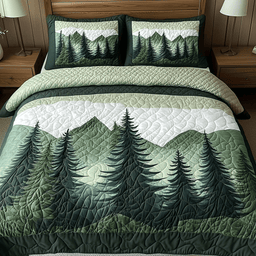 Misty Forest Mountain Quilted Bedding Set Meaningful Gift for Mother