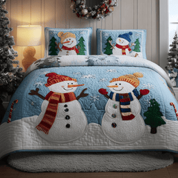 Snowy Friends Quilt Bedding Set Bedroom Sets Queen Christmas Gifts For 10 Year Old Boys
