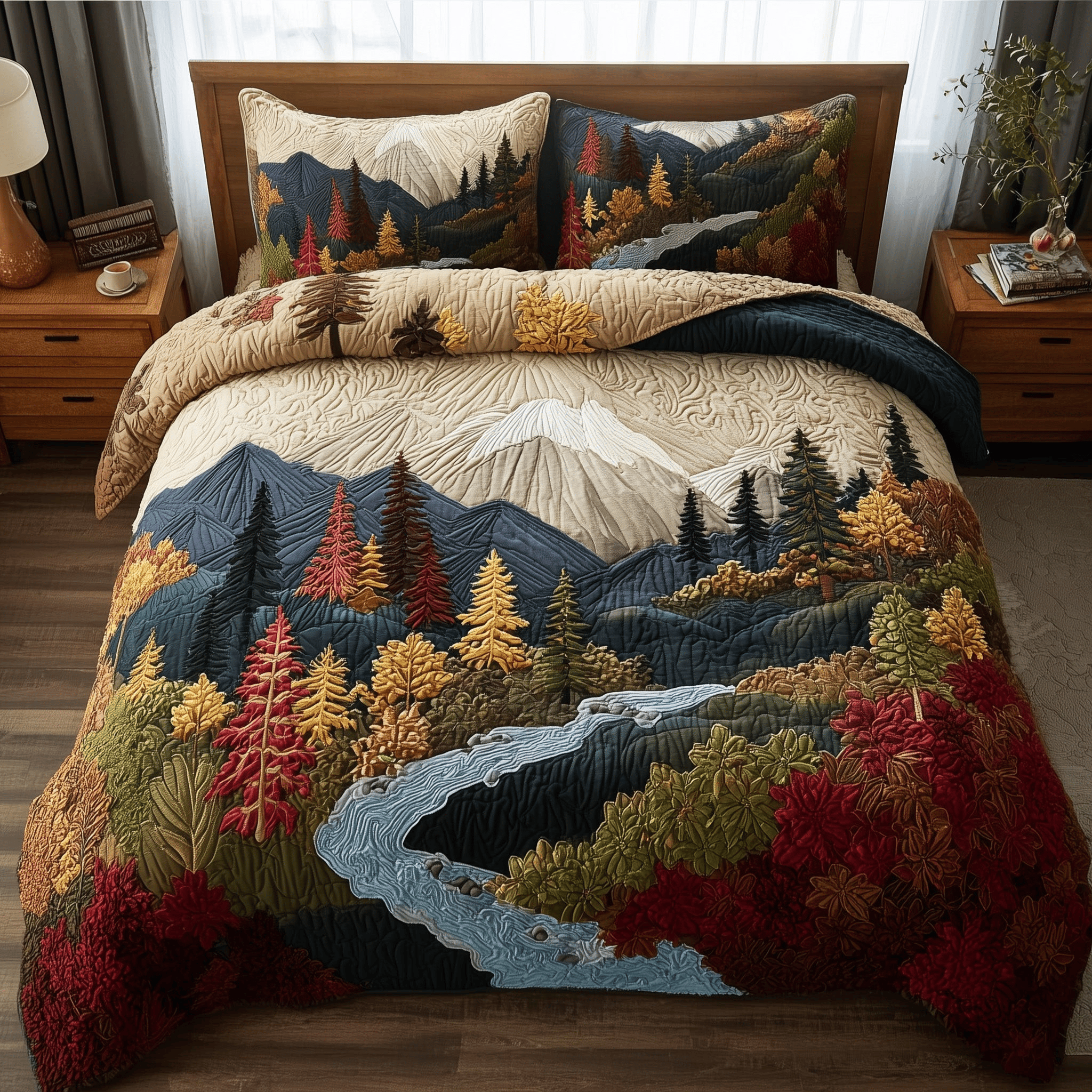 Rustic Autumn Quilted Bedding Set Duvet Covers King Gift for Mom Birthday