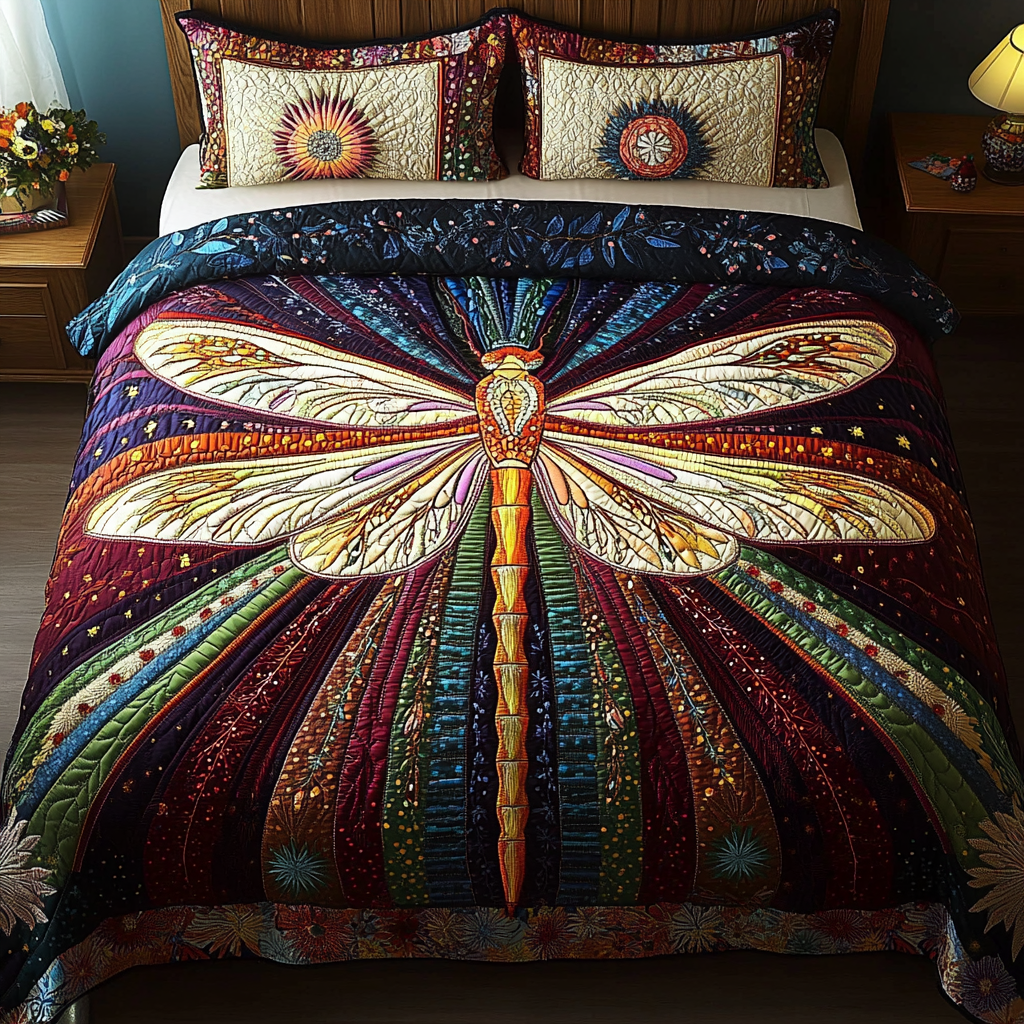 Mystic Dragonfly Couple Quilt Bedding Set King Comforter Sets Unique Gift for Dragonfly Lovers