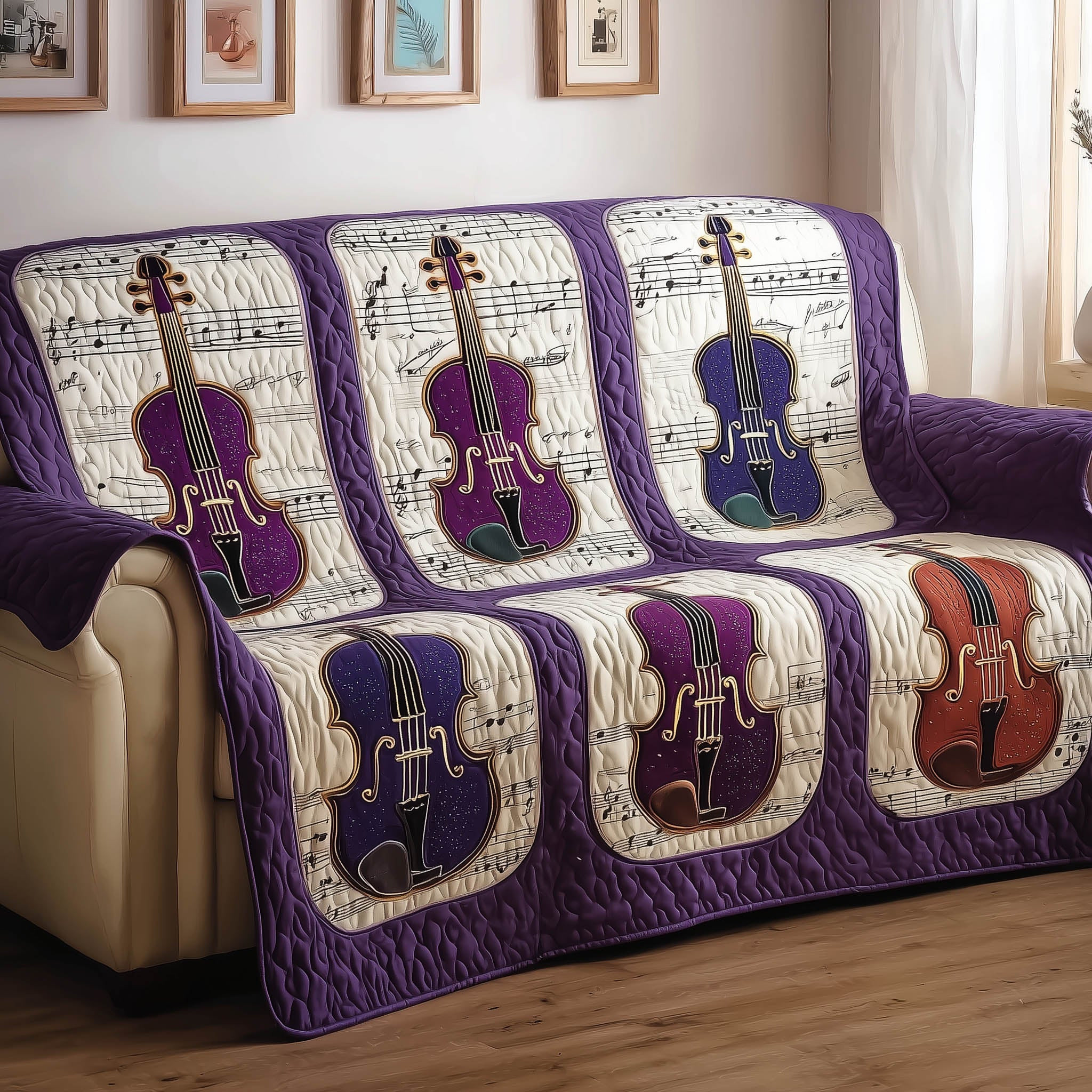 Rustic Fiddle Rustic Violin Quilted Sofa Cover Handcrafted Fiddle Art Accent Gift ...