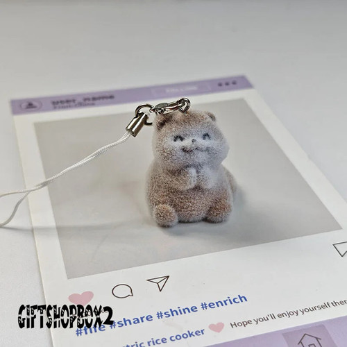 Kawaii Flocked Otter Phone Chain Charm Strap Adorable Plush Animal Keyring INS Style Phone Case Bag Camera Pendant