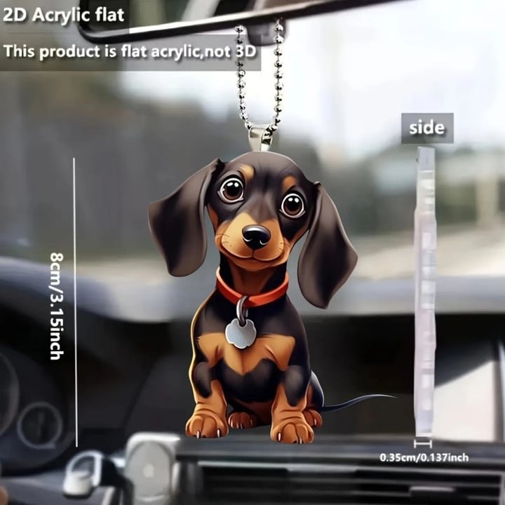 Cartoon Dachshund Dog Pendant Versatile Charm Cute Puppy Keychain For Car Mirror,Backpacks