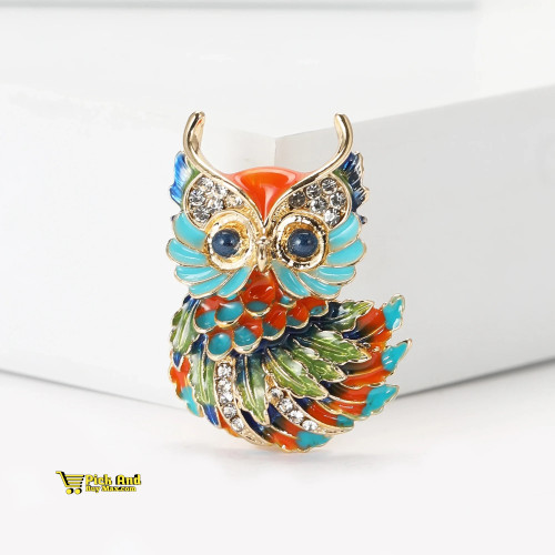 New Enamel Owl Brooches for Women Unisex Rhinestone