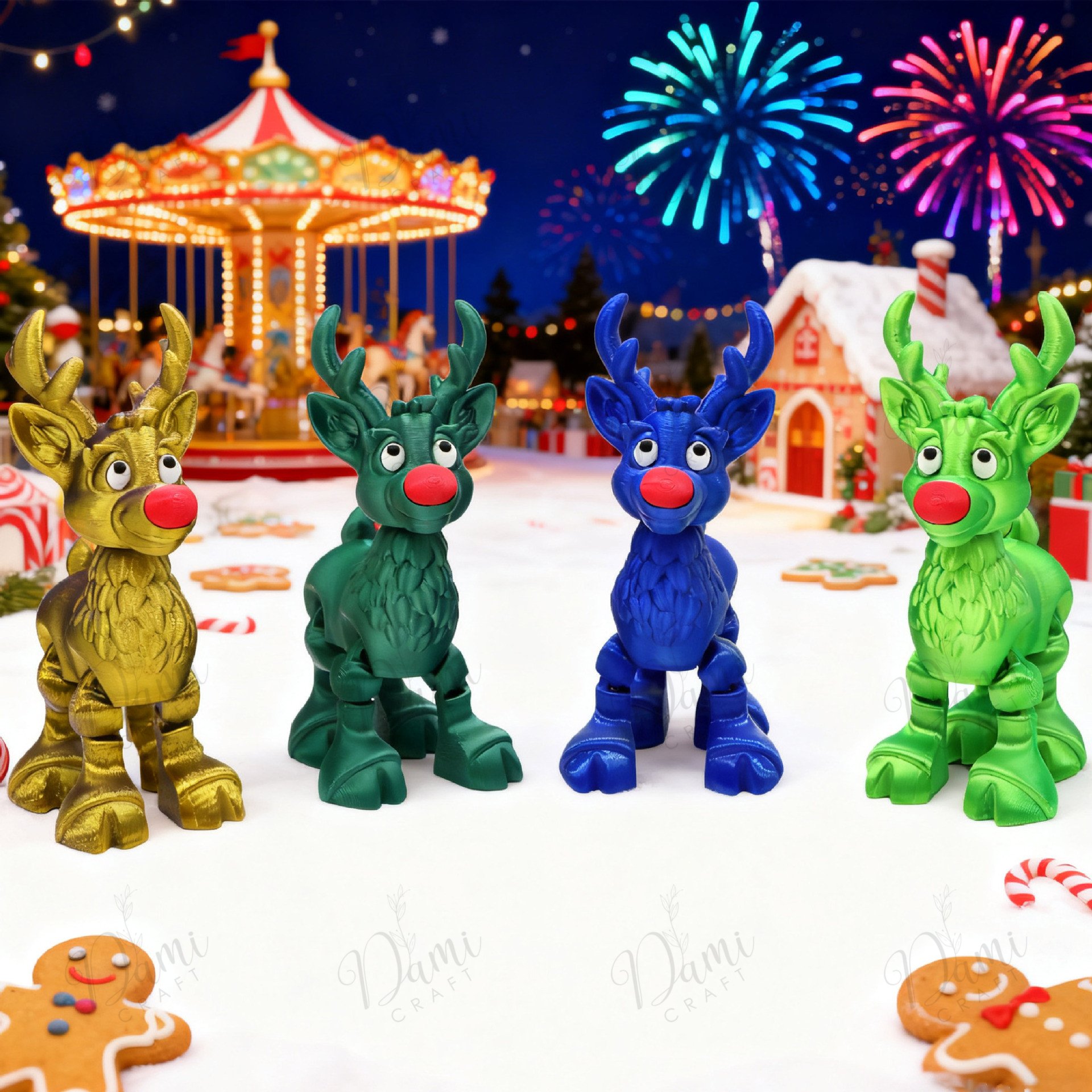Talking Rudolph Decorations 3D Printed Reindeer Figurine | Christmas Rudolph Decor | PLA Plastic H ...