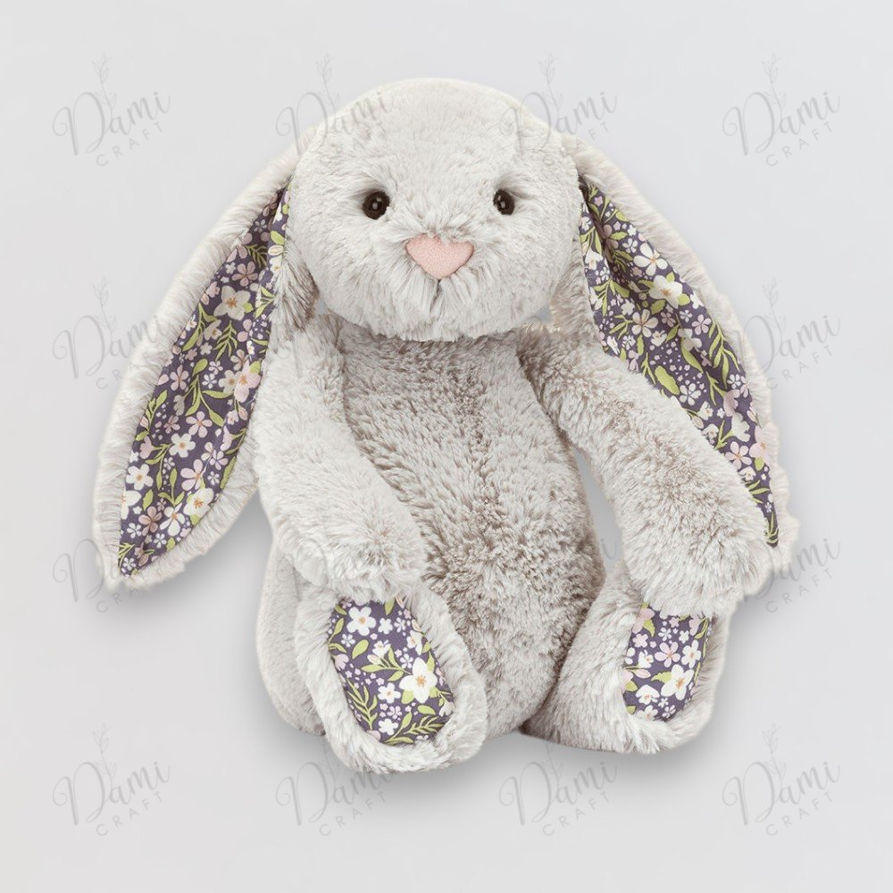 Jellycat Rabbit Decor Jellycat Blossom Silver Bunny Bloom – Soft Plush Bunny Toy – Floral Ear ...