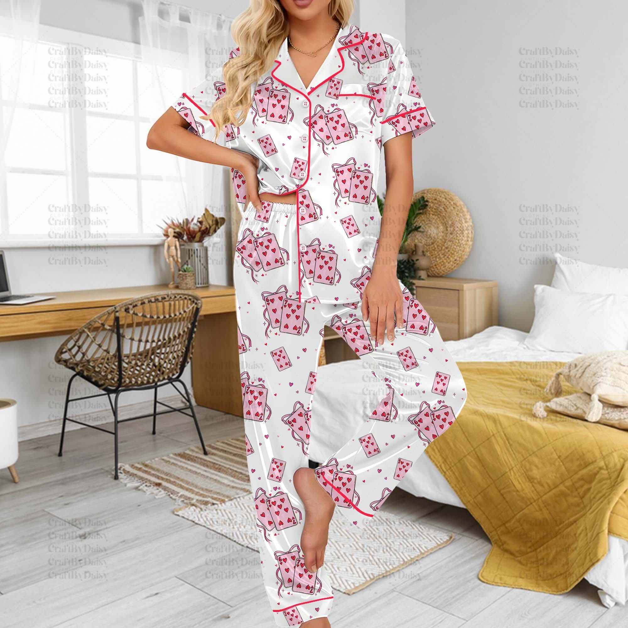 Playing Cards Valentine 6 7 Satin Pajamas, Preppy 67 Six Seven ...