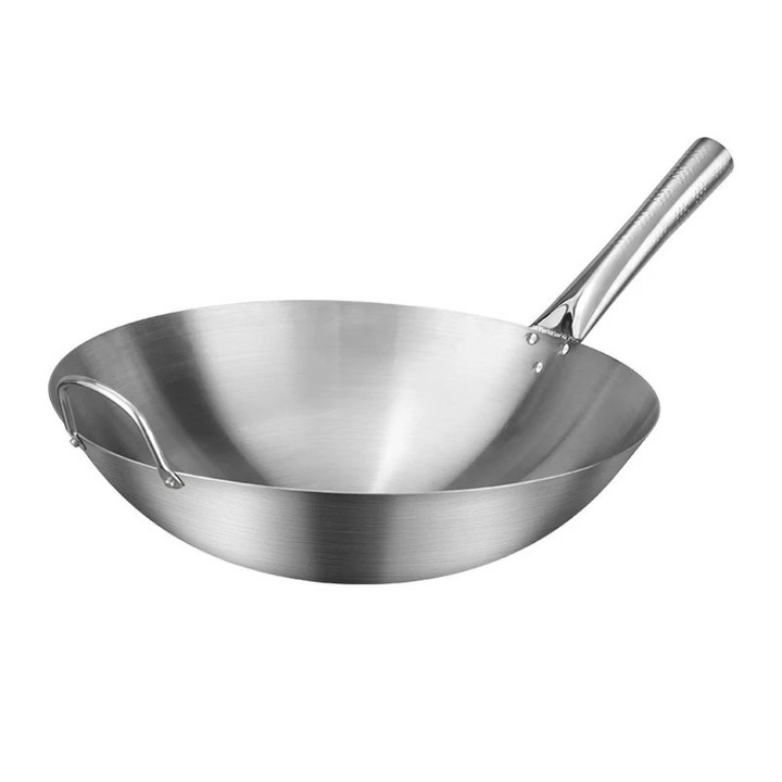 Stainless Steel Non Stick Wok Chinese Handmade Wok Double Ear Chef Fry