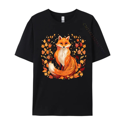 Cottagecore Fox Fall Vibes Thanksgiving Simple Style Pure Cotton T Shirt