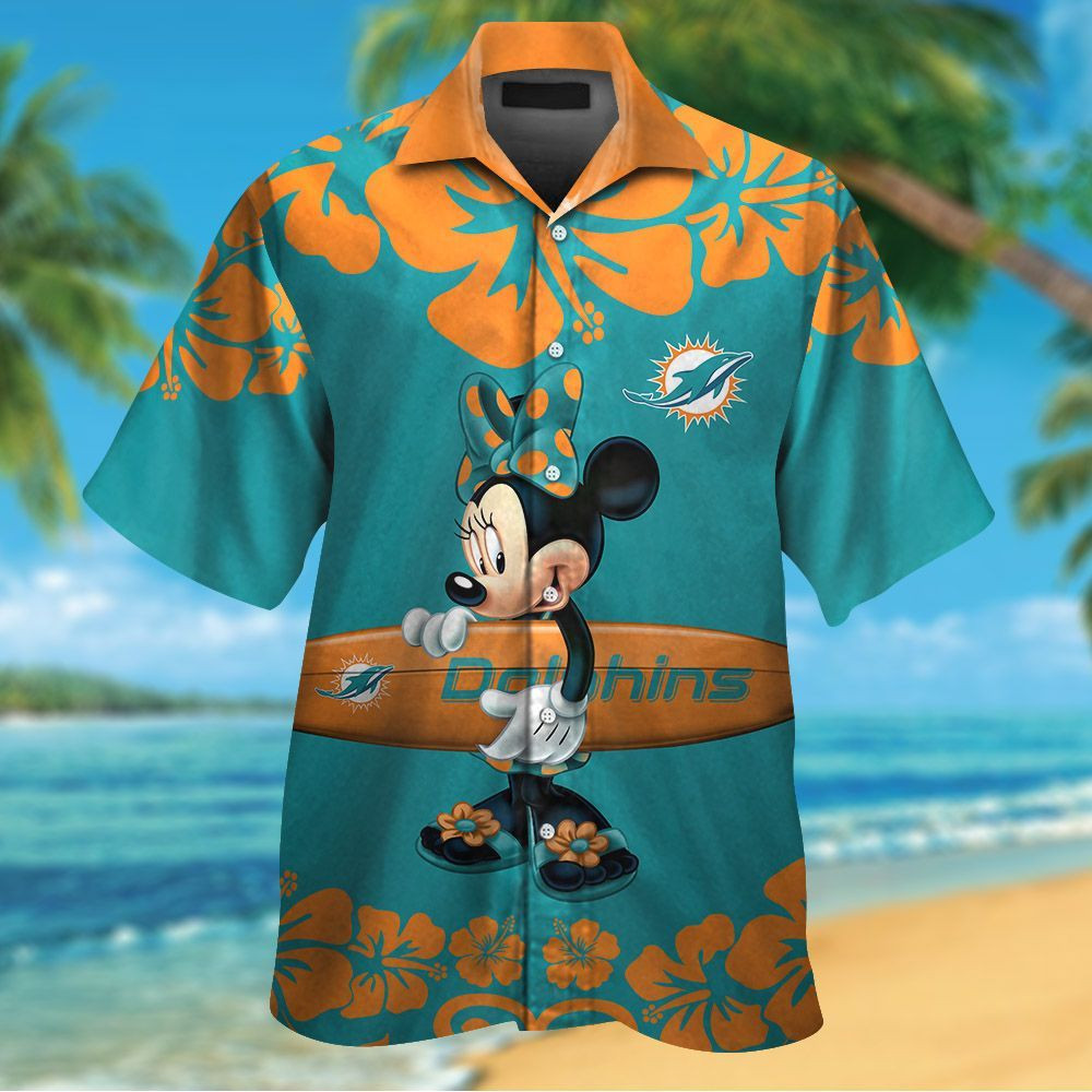 Miami Dolphins & Minnie Mouse Hawaiian Shirt - Beekene