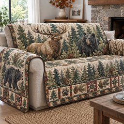 Rustic Forest Mystique Quilted Sofa Cover Xmas Quilted Sofa Cover Holiday Gifts