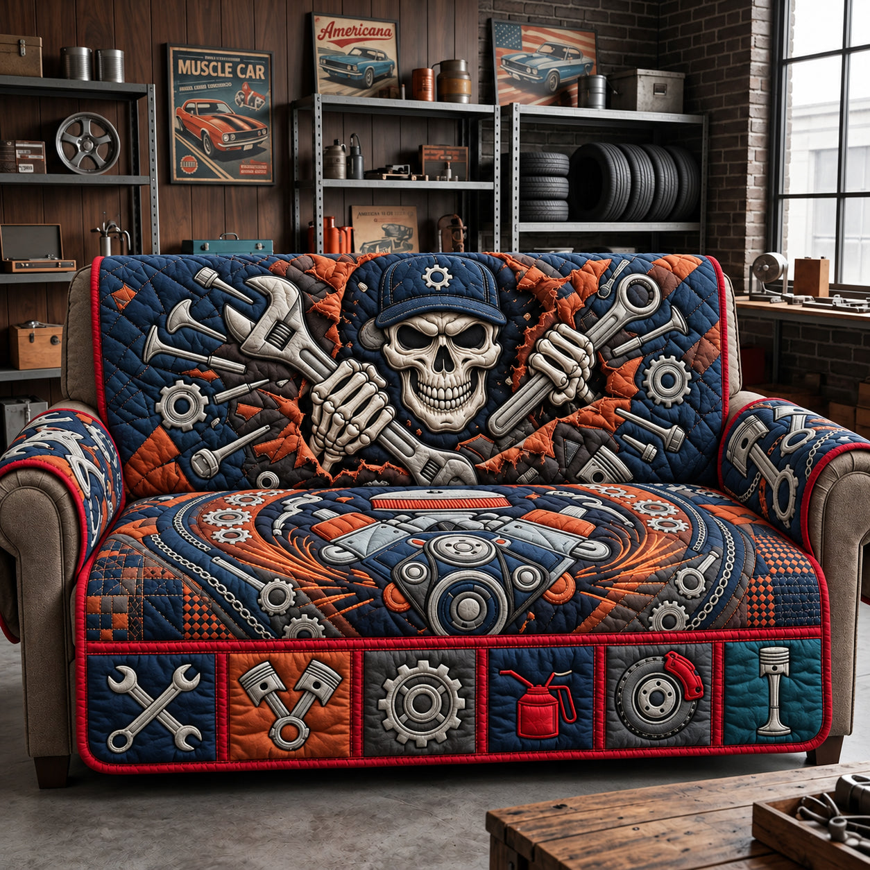 I Can Fix It Quilted Sofa Cover Cozy Holiday Living Room Decor Christmas Presents