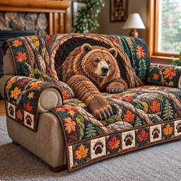 Bear Autumn Wilderness Quilted Sofa Cover Couch Covers Christmas Gifts For Men