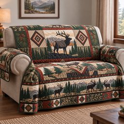 Elk Wilderness Quilted Sofa Cover Sofa Throw Cover Christmas Present Ideas