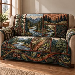 Woodland Story Panels Quilted Sofa Cover Christmas Home Accessories Holiday Gifts