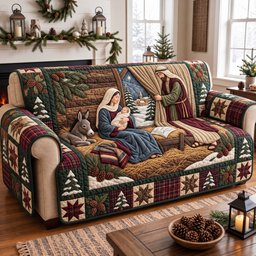 Nativity Scene Quilted Sofa Cover Couch Covers Xmas Gift For Home Decor Lovers