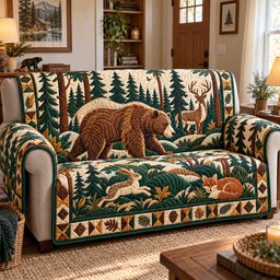 Rustic Woodland Legends Quilted Sofa Cover Quilted Sofa Cover For Holidays Gifts