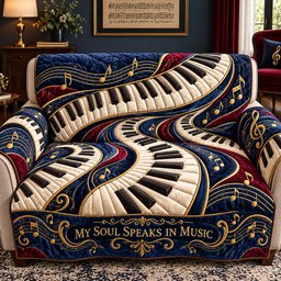 My Soul Speaks In Music Quilted Sofa Cover Cozy Holiday Living Room Decor Music Gift