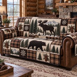 Rustic Forest Patchwork Quilted Sofa Cover Xmas Couch Cover Christmas Ideas For Him