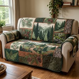 Ancient Pine Forest Quilted Sofa Cover Living Room Sofa Decor Gift For New Homeowners