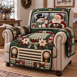 Jolly Santa Ride Quilted Sofa Cover Christmas Home Accessories Christmas Presents