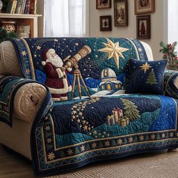 Stargazer Santa Quilted Sofa Cover Xmas Living Room Decor Gift For Parents