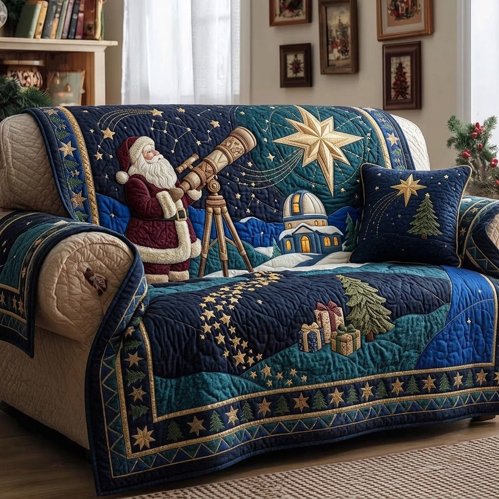 Stargazer Santa Quilted Sofa Cover Xmas Living Room Decor Gift For Parents