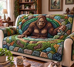 Bigfoot Hidden Hollow Quilted Sofa Cover Quilted Couch Holiday Xmas Cover Dad Gifts