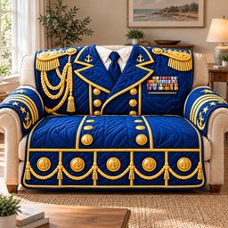 Navy Veteran Honor Quilted Sofa Cover Quilted Couch Cover Holiday Gift