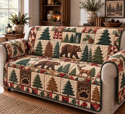 Rustic Forest Wilderness Quilted Sofa Cover Couch Covers Xmas Gift For Home Decor Lovers