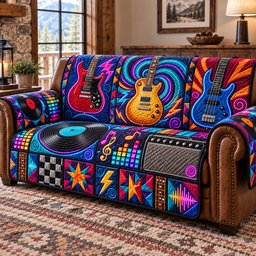 Guitar Lover Quilted Sofa Cover Living Room Sofa Xmas Decor Christmas Presents