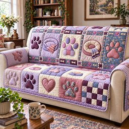 Lavender Paw Quilted Sofa Cover Christmas Sofa Decoration Xmas Gifts For Men