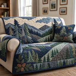Blue Ridge Pine Patchwork Quilted Sofa Cover Xmas Home Decor Christmas Ideas