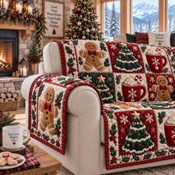 Cinnamon Cocoa Comfort Quilted Sofa Cover Christmas Quilted Sofa Cover Mom Gifts