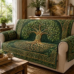Emerald Celtic Canopy Quilted Sofa Cover Quilted Sofa Cover For Christmas Home Decor