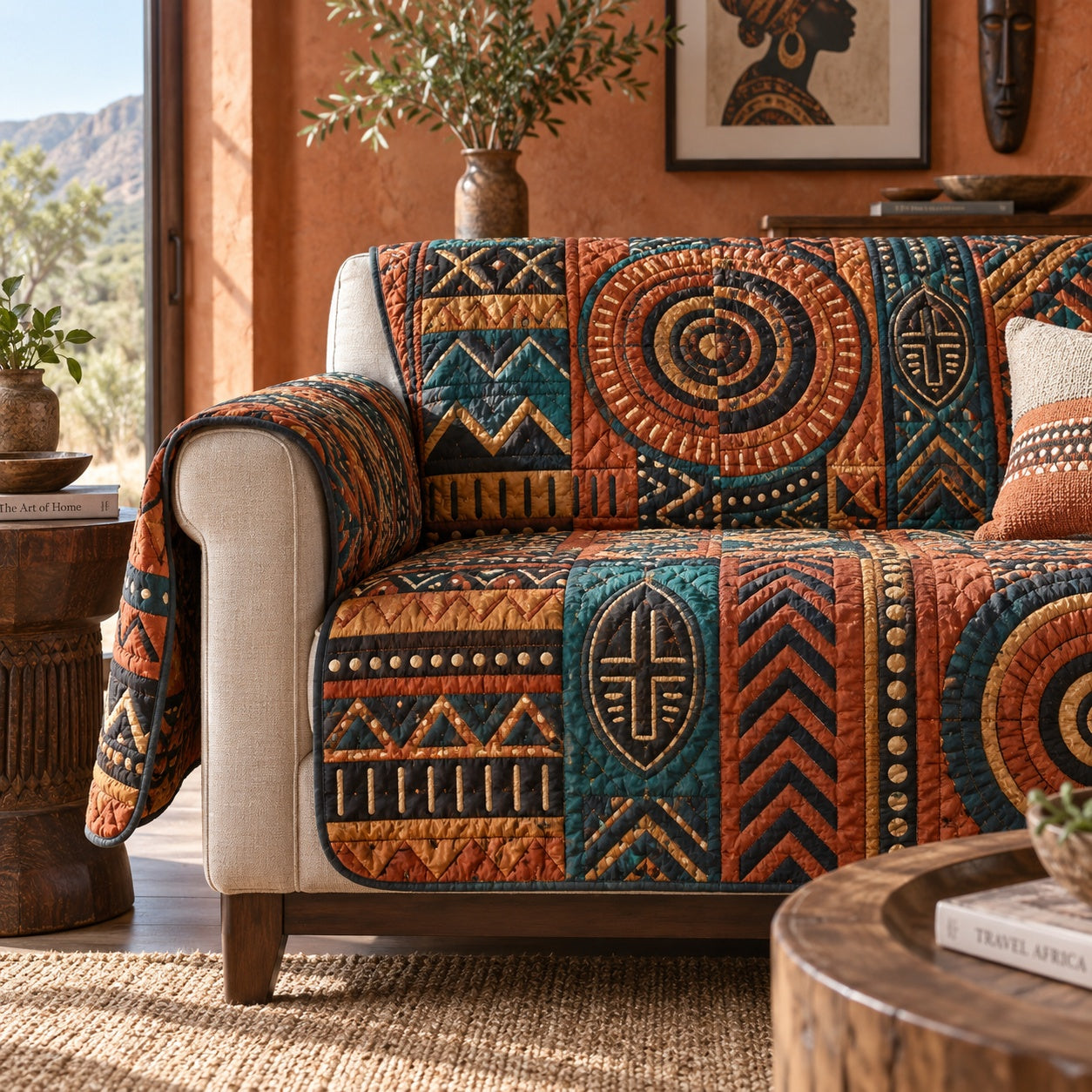 Warrior Shield Quilted Sofa Cover Holiday Quilted Sofa Cover For Homeowners