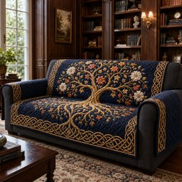 Midnight Floral Canopy Quilted Sofa Cover Christmas Home Decor Gift For Homeowners