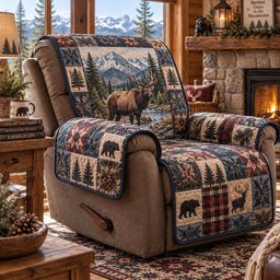 Mountain Wildlife Lodge Quilted Sofa Cover Christmas Sofa Cover Gift For Mom
