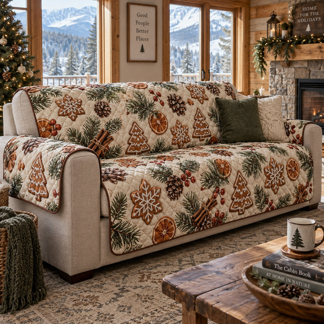 Forest Spice Harvest Quilted Sofa Cover Christmas Quilted Sofa Cover Holiday Gifts