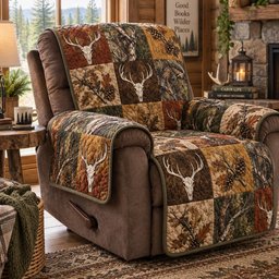 Midnight Stag Forest Quilted Sofa Cover Holiday Quilted Sofa Cover Gift For Xmas