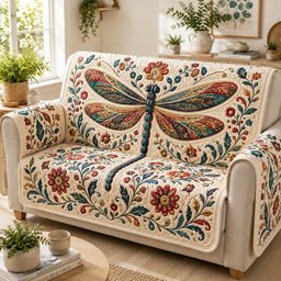 Ruby Sapphire Skimmer Quilted Sofa Cover Quilted Sofa Protector For Christmas Season