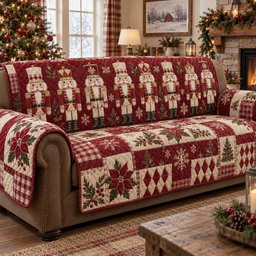 Nutcracker Winter Elegance Quilted Sofa Cover Quilted Couch Cover Gift For Christmas