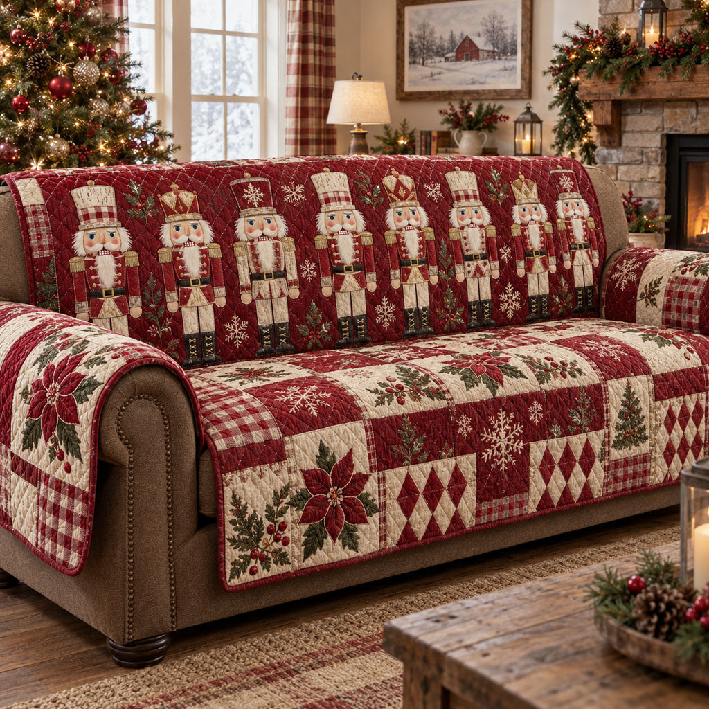 Nutcracker Winter Elegance Quilted Sofa Cover Quilted Couch Cover Gift For Christmas