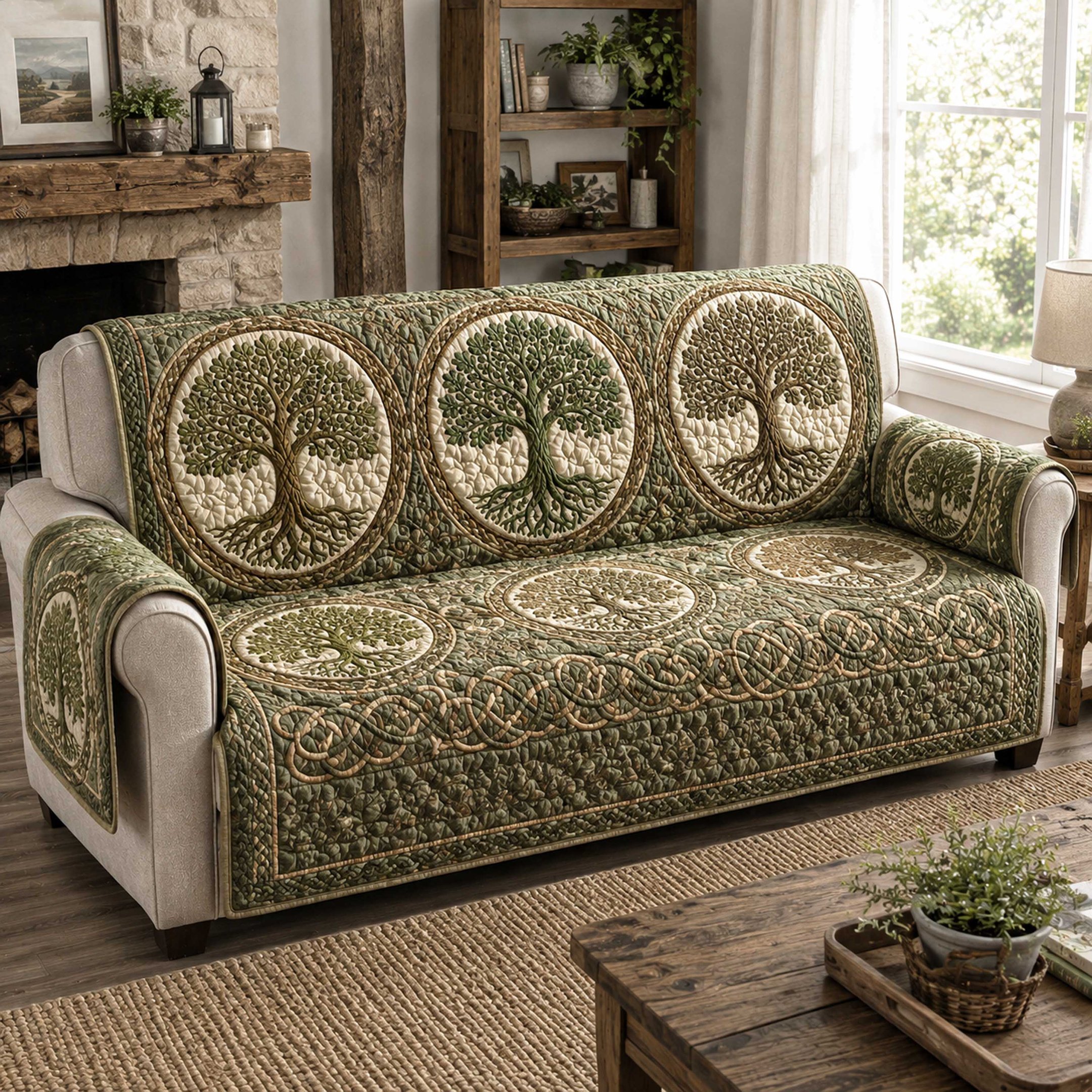 Celtic Roots Quilted Sofa Cover Christmas Sofa Cover Holiday Gift For Mom