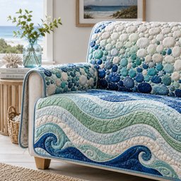 Azure Surge Crest Quilted Sofa Cover Holiday Sofa Cover Christmas Gifts For Men