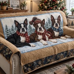Holiday Paw Parade Quilted Sofa Cover Christmas Sofa Cover Gift For Dog Lovers