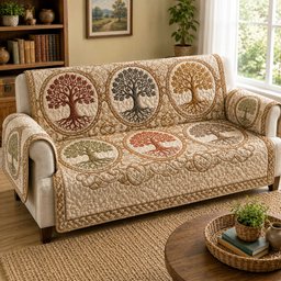 Sacred Roots Quilted Sofa Cover Quilted Living Room Decor Best Christmas Gift Ideas_