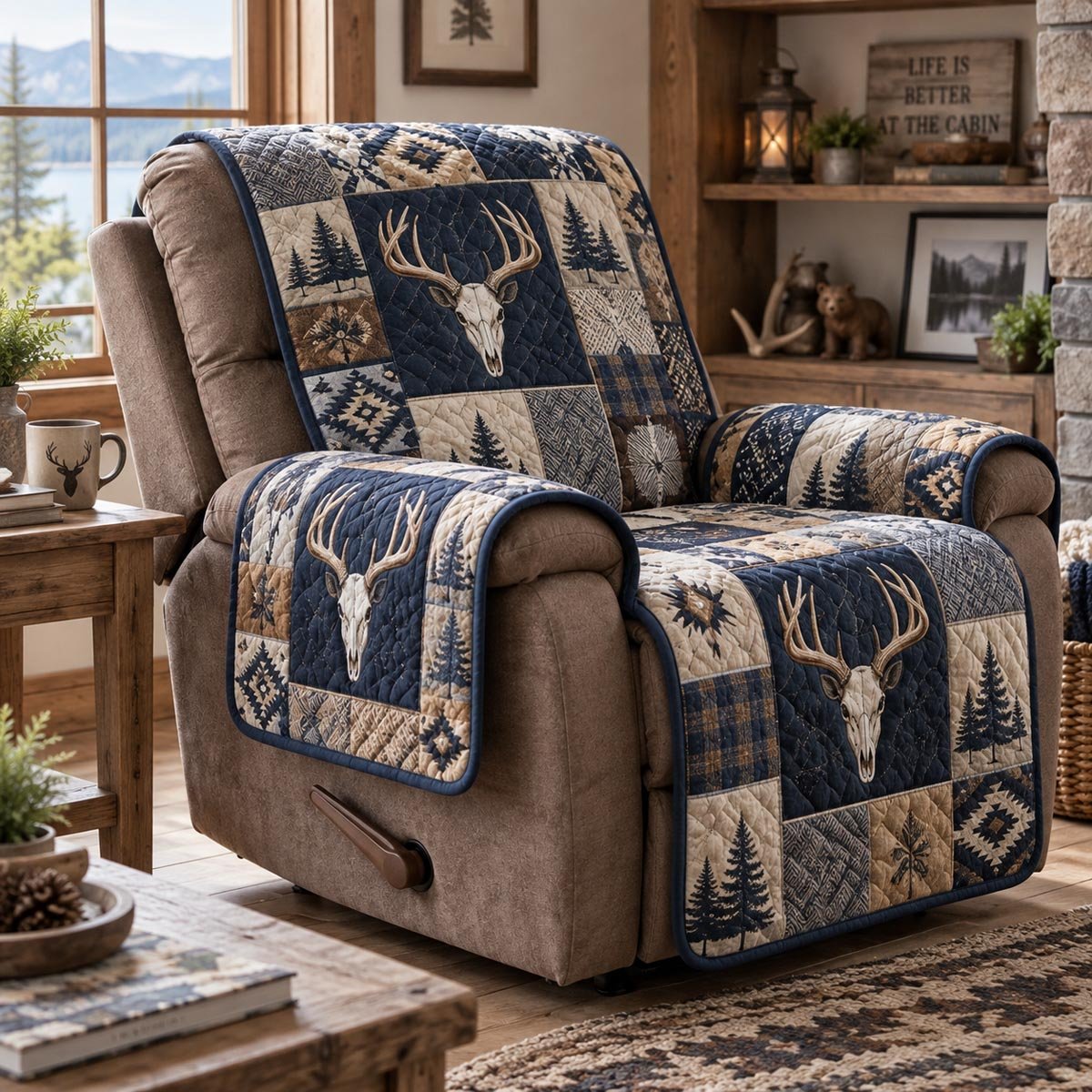 Rustic Deer Heritage Quilted Sofa Cover Christmas Couch Cover Gifts For Wife