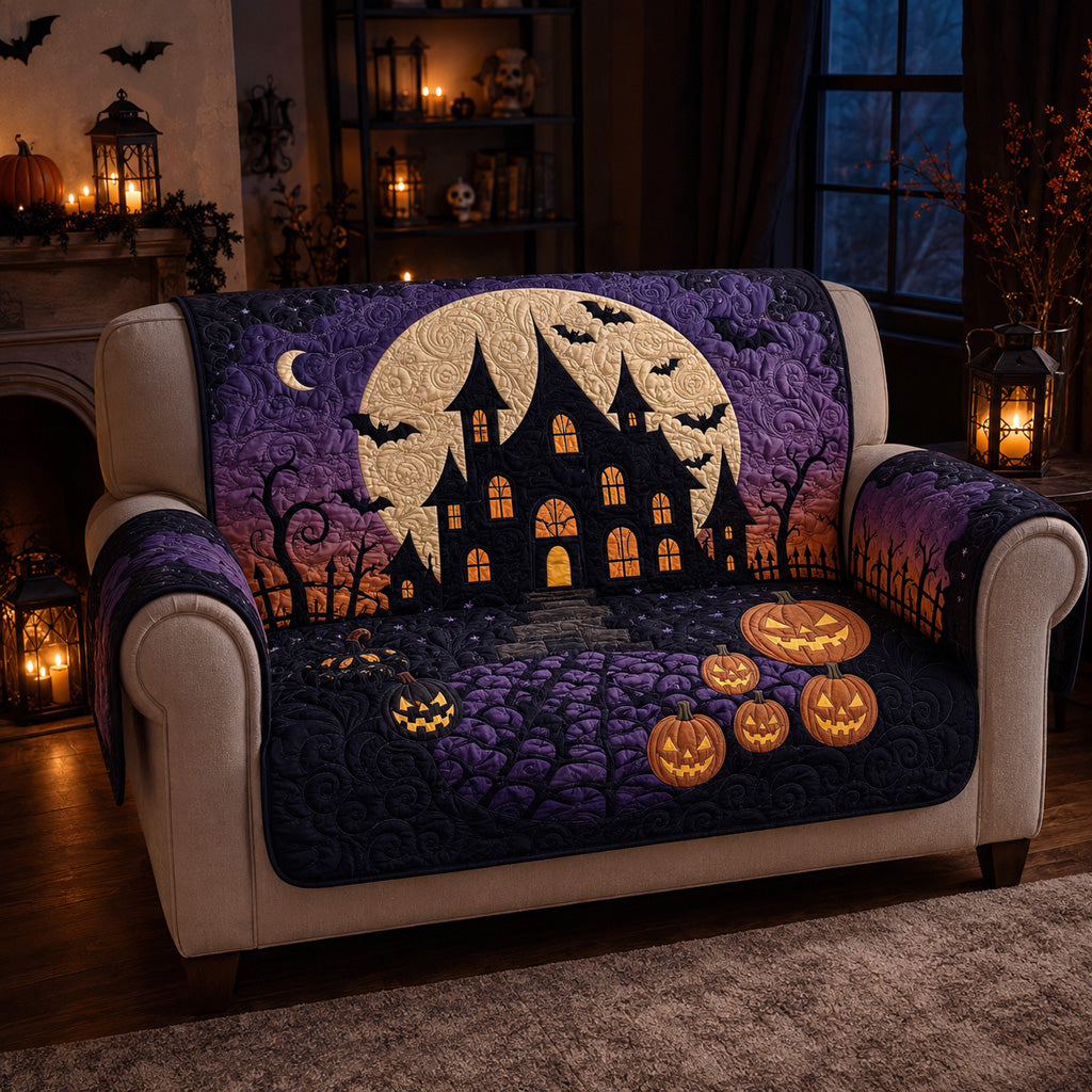 Twilight Pumpkin Castle Quilted Sofa Cover Festive Couch Cover Christmas Ideas For Her