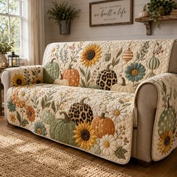 Leopard Sunflowers Quilted Sofa Cover Quilted Sofa Protector Christmas Gifts